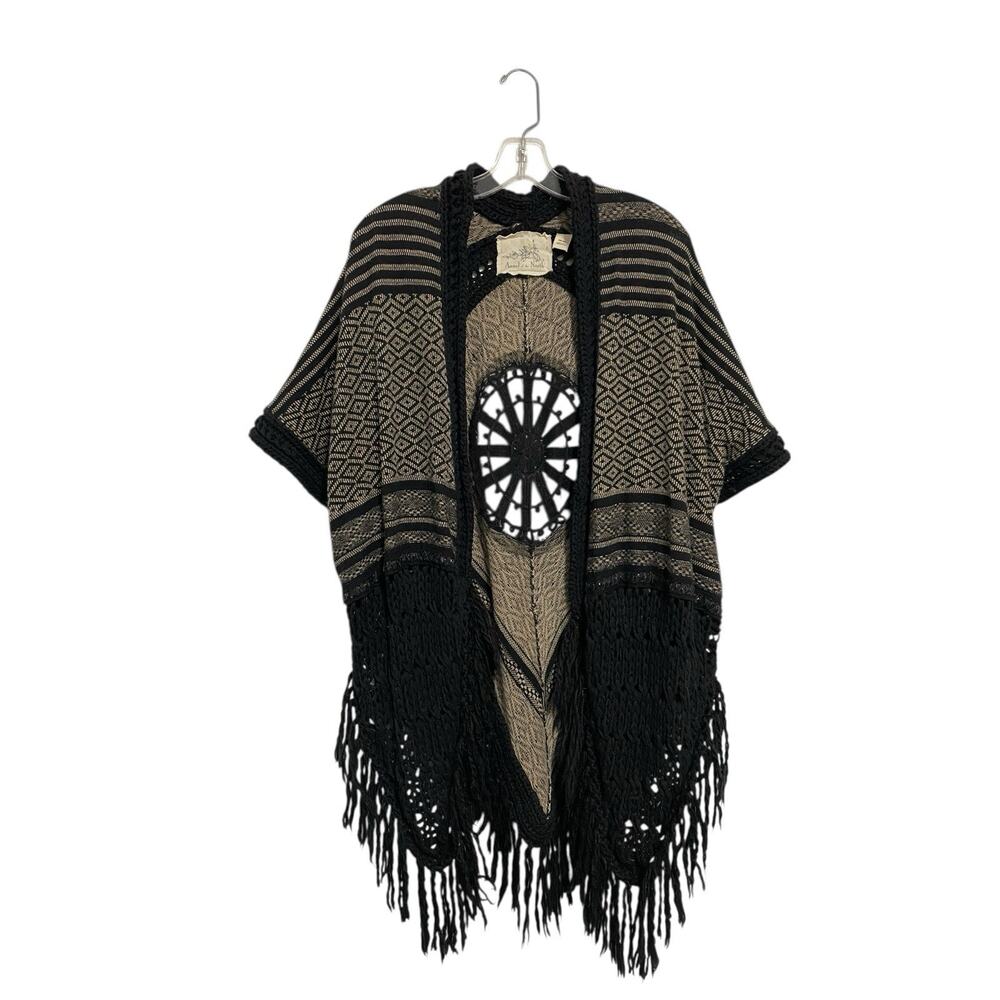Anthropologie Angel Of The North Crochet Shawl Cardigan Lambswool Boho One Size